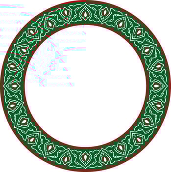 colored round Turkish national ornament. Ottoman border, frame. Ethnic floral circle, ring, Seljuk Turks pattern. Decoration of the Sultan palaces. vector