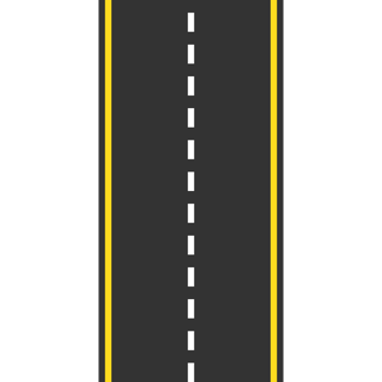 Straight asphalt road with dashed center line and yellow side lines png