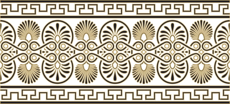gold and black classic seamless european national ornament. Ethnic pattern of the Romanesque peoples. Border, frame of ancient greece, roman empire vector