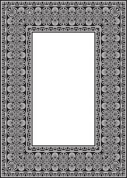 black monochrome classic Greek square ornament. Rectangle of Ancient Greece and Roman Empire. Byzantine painting of walls, floors, ceiling vector