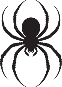 Black Spider Silhouette Detailed Legs Eight Legs Arachnid Insect Halloween Symbol Design Element Graphic Illustration vector