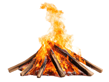 Campfire glowing in the night creating warmth and ambiance png