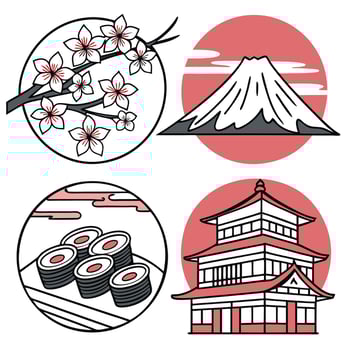 Collection set of Japan icon pack vector