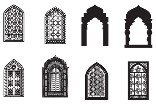 Arab Window Carved Design Element vector