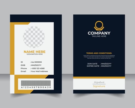 Stylish corporate identification badge template, Company staff ID card design with creative layout. vector