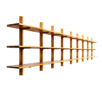 Modern wooden shelf design for home decor and organization png