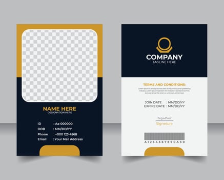 Elegant and creative ID card template for companies, Modern minimalist employee identification card layout. vector