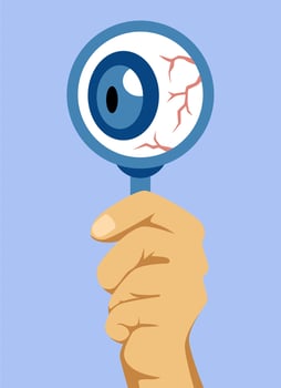 Conceptual eyes magnifying glass illustration vector