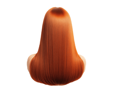 Long straight red hair displayed from the back png