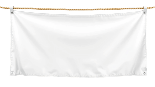 Blank white flag hanging on a rope png