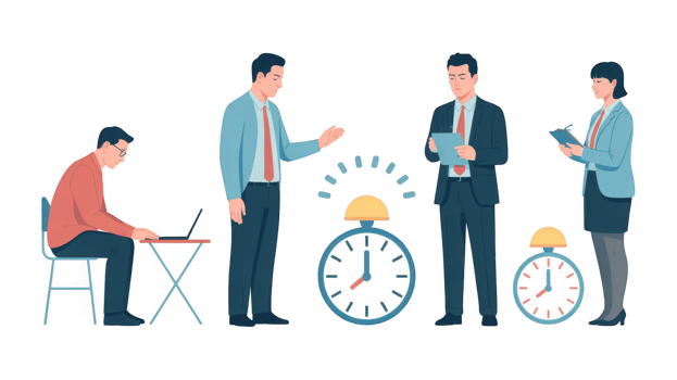 Business people working and managing time with clocks on transparent background png