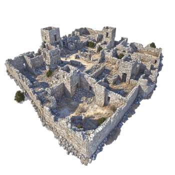 An old stone building in the middle of a desert png