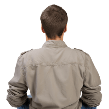 A man sitting in a chair with his back to the camera png