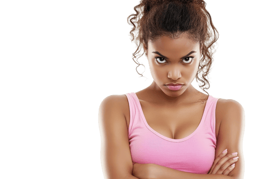 A woman in a pink tank top standing with her arms crossed png