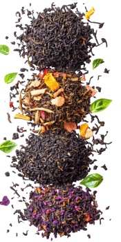 A pile of black tea with leaves and flowers png