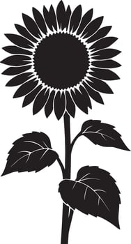 Sunflower silhouette elegant graphic, Botanical art bold clean lines vector