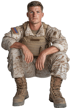 A soldier sitting down with his legs crossed png