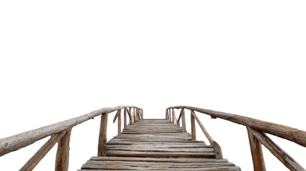 Wooden bridge leading to nowhere on transparent background png
