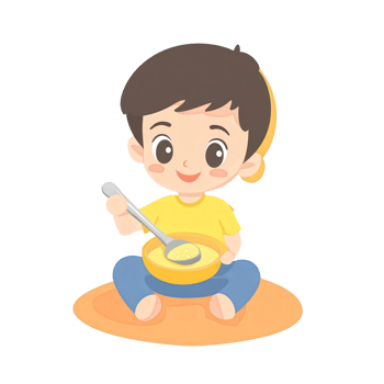 A boy is sitting on the floor with a bowl of food png