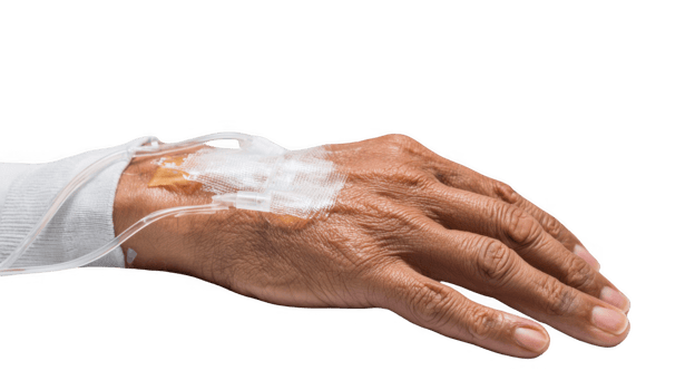 Patient receiving intravenous therapy with transparent background png