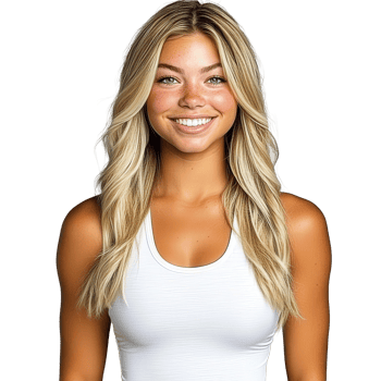 A woman in a white sports bra top png