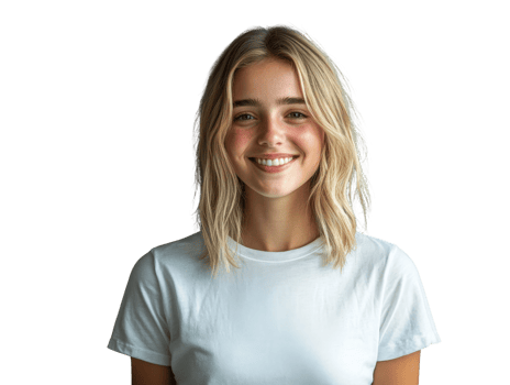 A beautiful young woman in a white t - shirt png