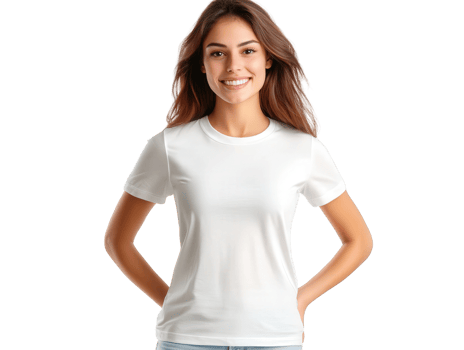 A woman wearing a white t - shirt png