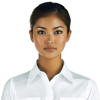 A woman in a white shirt with a black background png