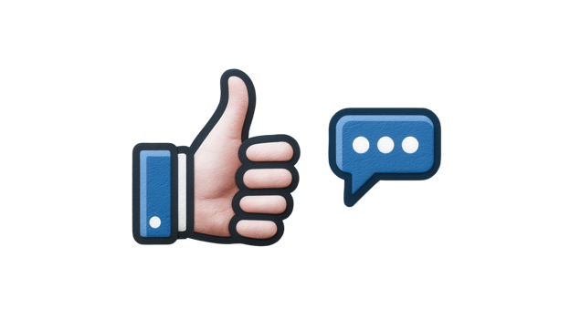 A thumbs up and a speech bubble on a black background png