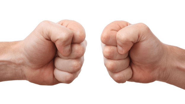 Two fists showing knuckles on transparent background png