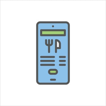 order food online filled outline icon. food delivery app color line illustration. vector