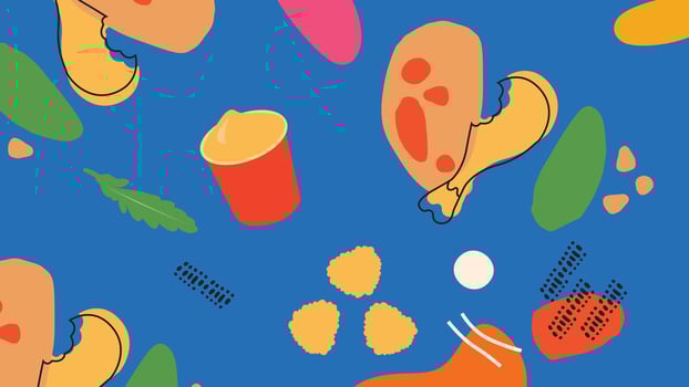 Crispy Chicken and Ketchup Background vector