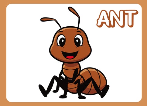 Cute little ant happy smile cartoon illustration. vector
