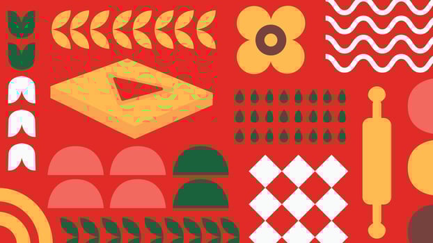 Bold pizza ingredient background vector