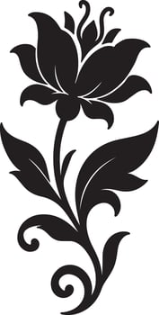 Elegant Black and White Floral Design A Dramatic Silhouette of a Lily Flower with Intricate Swirls, Perfect for Decorative Purposes vector