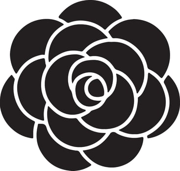Elegant Black and White Camellia Flower Graphic Design, Simple Floral Illustration, Romantic Mood, Perfect for Branding and Decoration vector