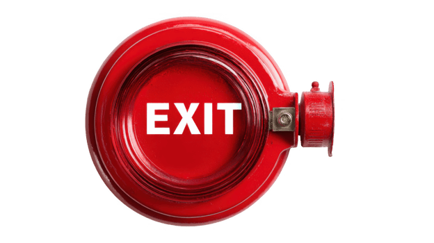 Red exit sign showing escape route in emergency situation png