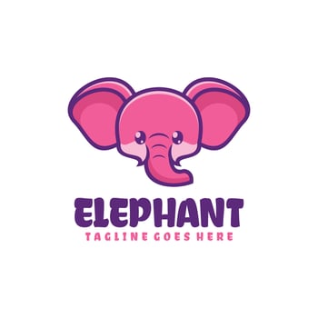 elephant cute mascot logo vector