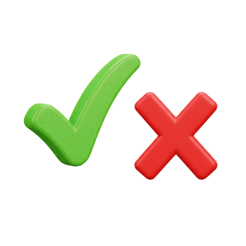 Green Checkmark Red X 3D Icons isolated on a transparent background cross png