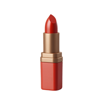 Red Lipstick 3D Icon Gold Tube Cosmetic isolated on a transparent background gold lipstick png