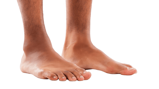 Close up of bare feet standing on transparent background png