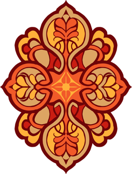 A colorful flower design with a red and orange center png