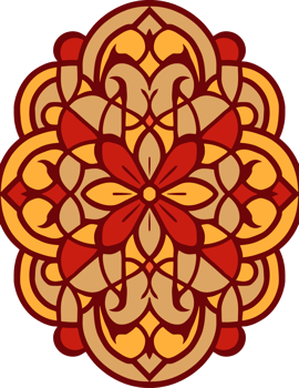 A circular design with red and yellow colors png