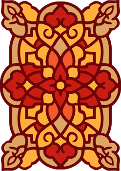An ornate design in red and yellow png