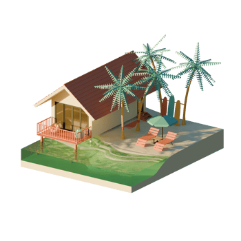 Isometric Summer Beach 3D Render Illustration Design Element png