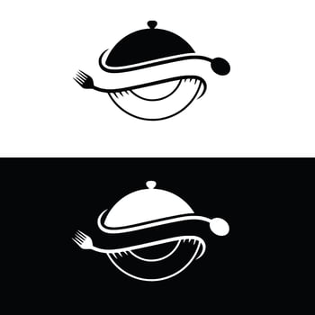 A logo for a restaurant with a fork and spoon vector
