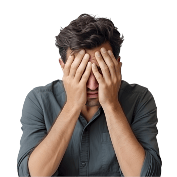 Worried man expressing deep anxiety in a studio setting emotional portrait capturing inner struggle png