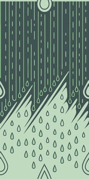 Data stream background, matrix-style green text rain and grid overlay vector