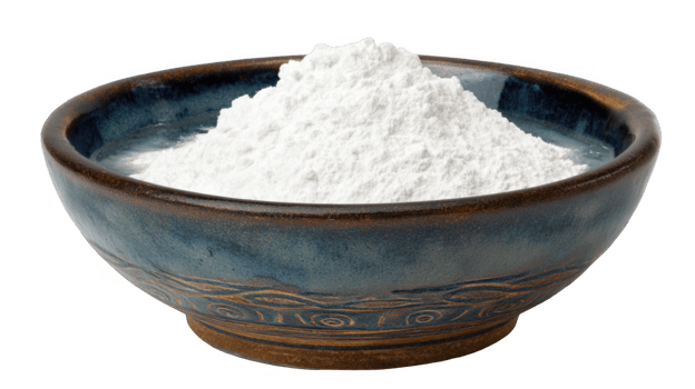 Bowl overflowing with flour on transparent background png