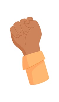 Woman fist protest sign, woman holding solidarity symbol, person show up strength sign, man hold support arm, character raise revolution fist, right activist holds protest gesture, vector